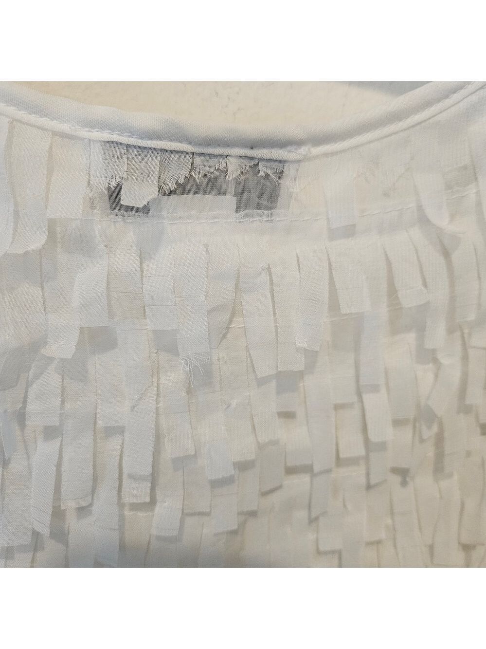 J Valdi Women's White Fringed Mini Dress Swim Cover-Up Size Large - Picture 9 of 9